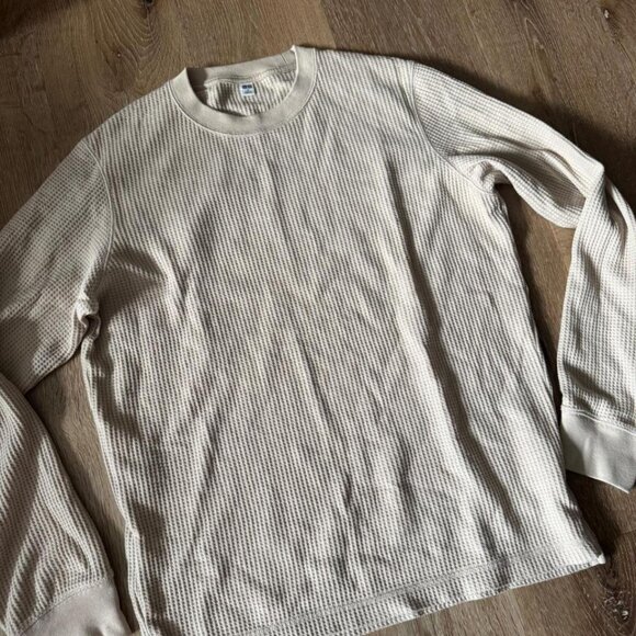 Uniqlo Cream Waffle Thermal Long Sleeve Crewneck Size S - Picture 2 of 5